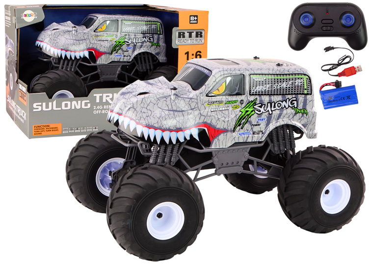Lean Toys, dinozaur, auto terenowe, pojazd zdalnie sterowany, 2.4g, 1:6