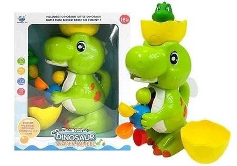 Lean Toys, dinozaur, młynek wodny, zabawka do kąpieli