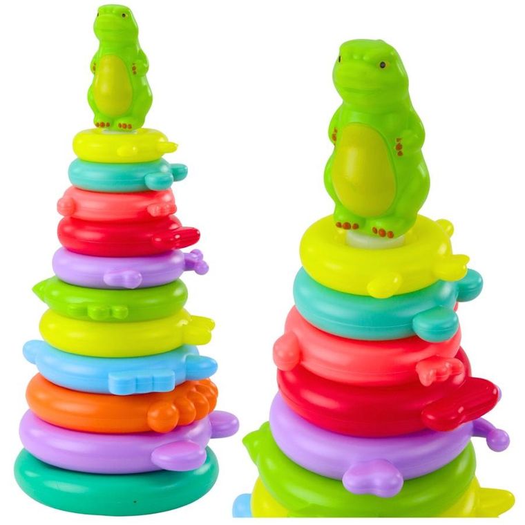 Lean Toys, dinozaur, piramida sensoryczna, 12 elementów