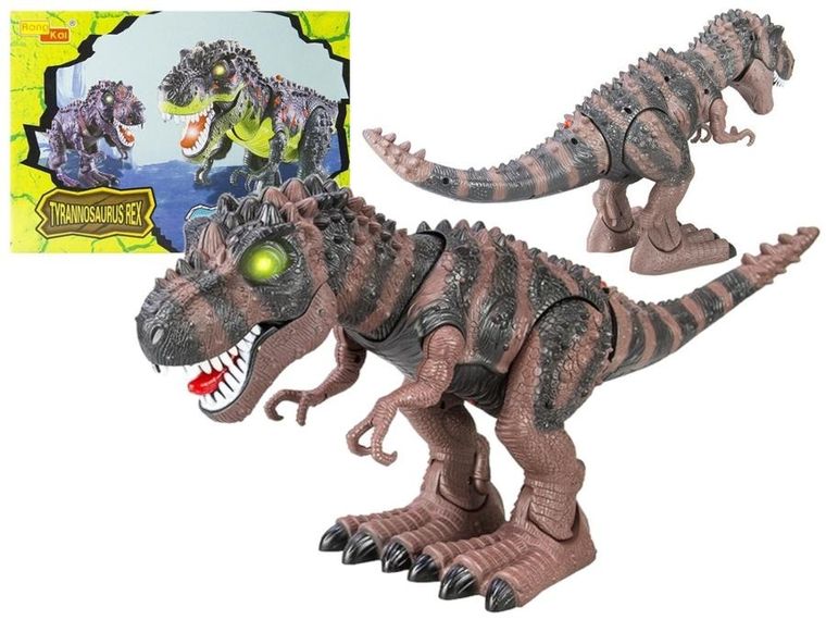 Lean Toys, dinozaur tyranozaur rex, figurka interaktywna, brązowy