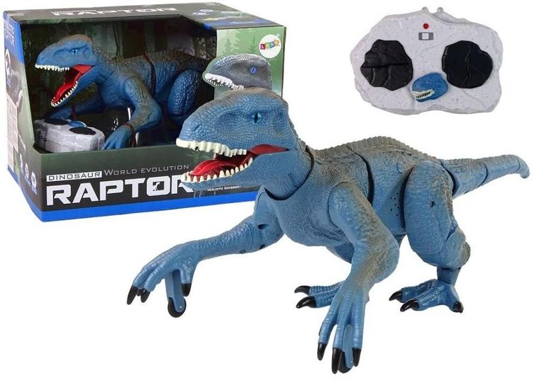 Lean Toys, Dinozaur, Velociraptor, zdalnie sterowany z dźwiękiem, niebieski