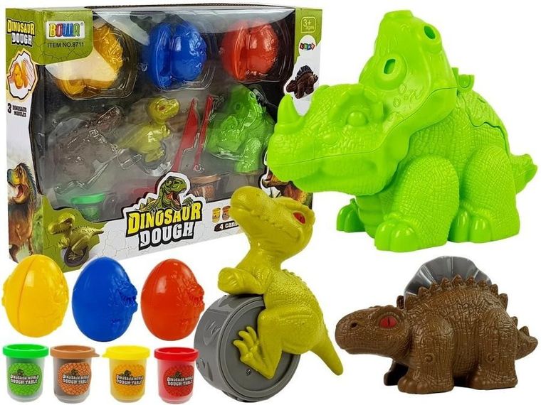 Lean Toys, Dinozaury, masa plastyczna z foremkami, 12 elementów