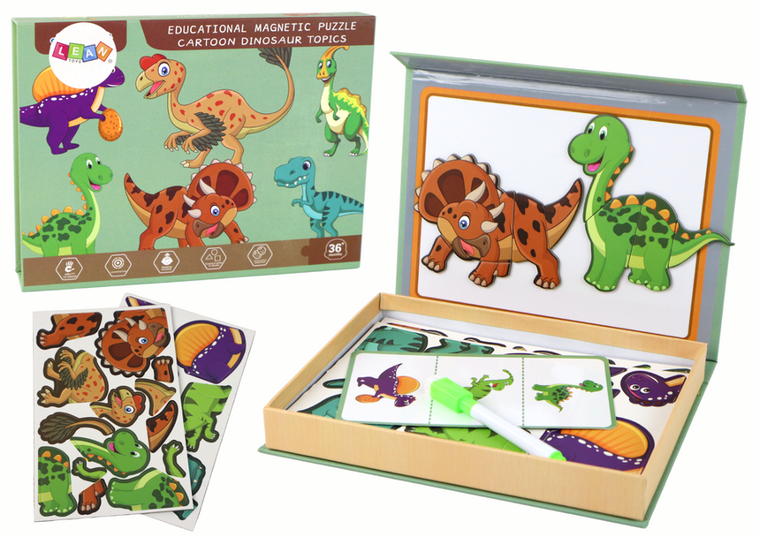 Lean Toys, Dinozaury, puzzle edukacyjne, magnetyczne