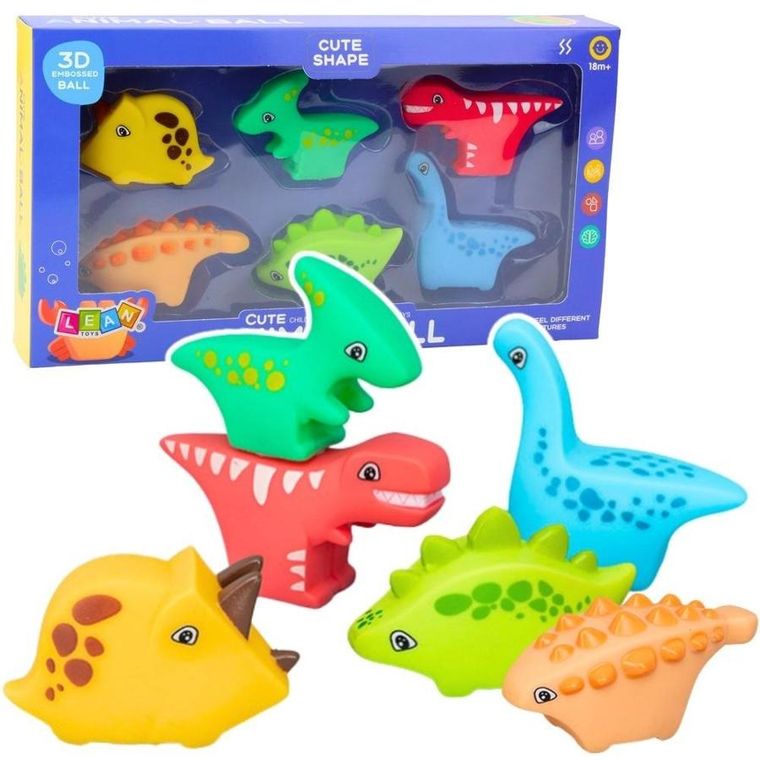Lean Toys, Dinozaury, zestaw zabawek do kąpieli, 6 szt.