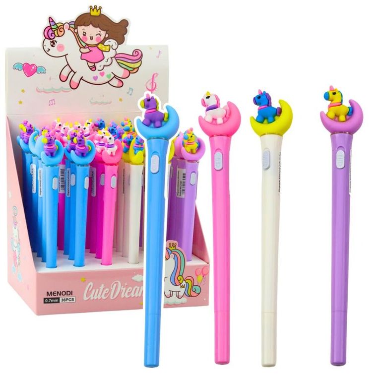 Lean Toys, długopis świecący, jednorożec na księżycu, niebieski, 0.7 mm, 1 szt.