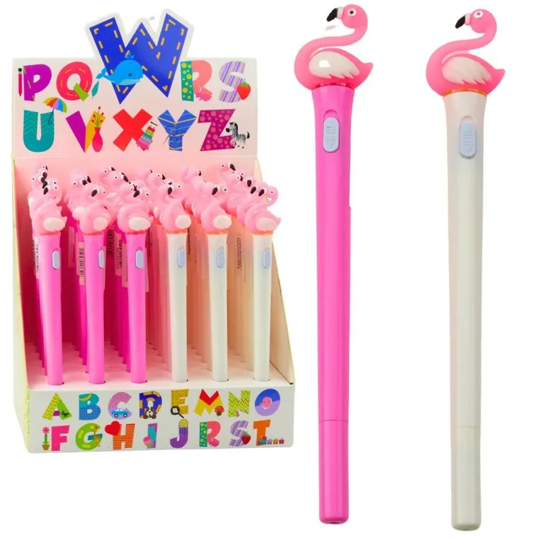 Lean Toys, długopis świecący, różowy flaming, niebieski, 0.7 mm, 1 szt.