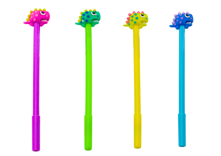 Lean Toys, długopis z zatyczką, dinozaur, czarny, 0.5 mm, 1 szt.