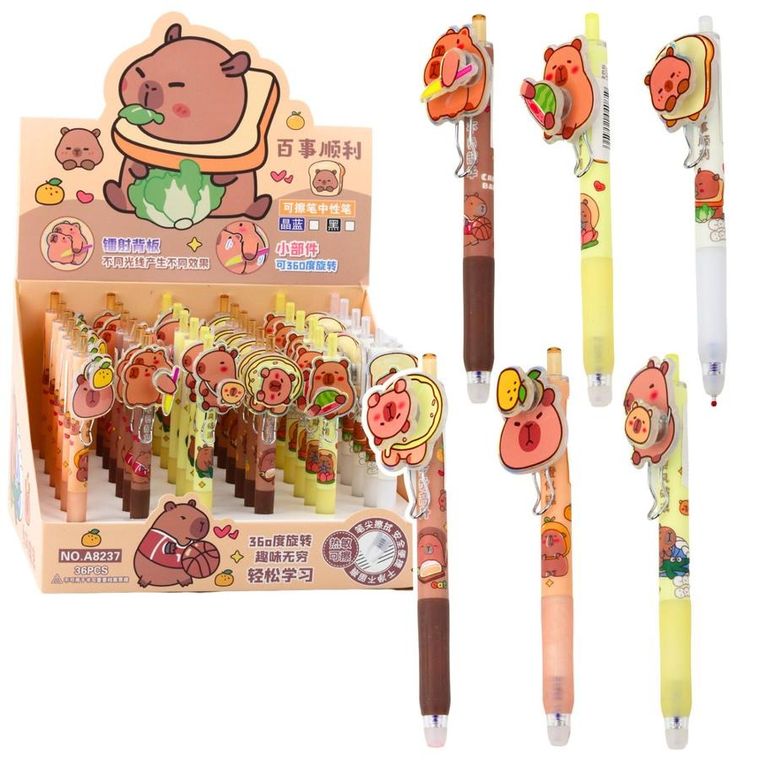 Lean Toys, długopis żelowy, kapibara, niebieski, 14,5 cm, 1 szt.