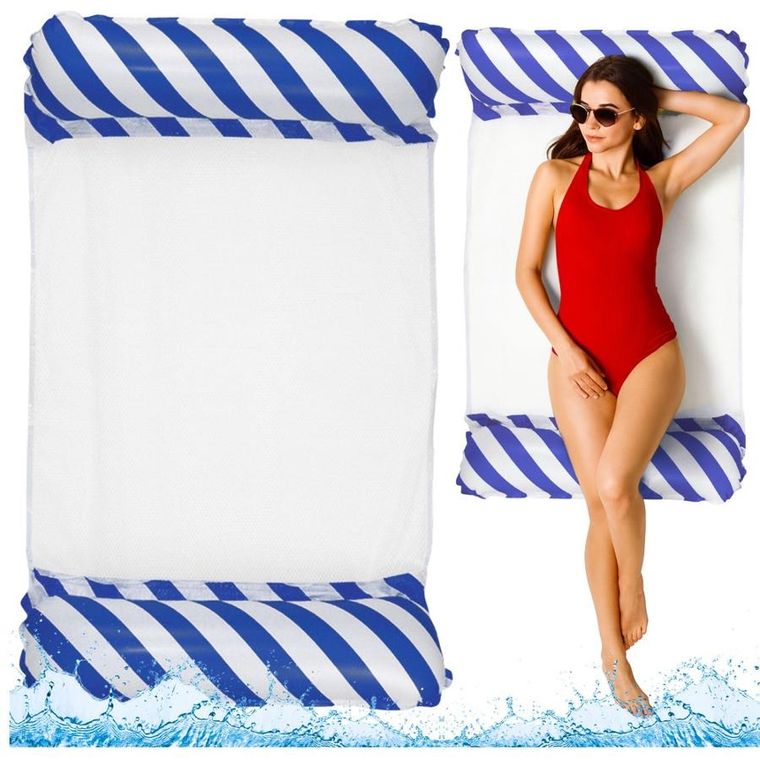 Lean Toys, dmuchany materac do wody, biało-granatowy, 120-70 cm