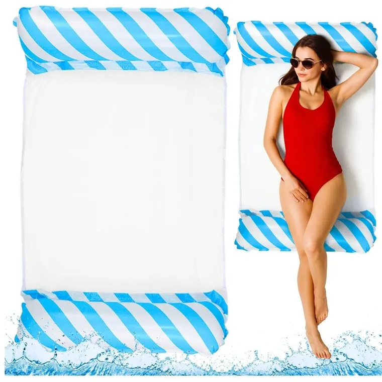 Lean Toys, dmuchany materac do wody, biało-niebieski, 120-70 cm