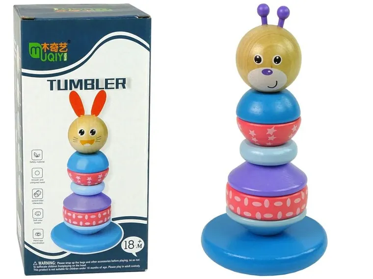 Lean Toys, drewniana edukacyjna piramidka miś balansująca wieża