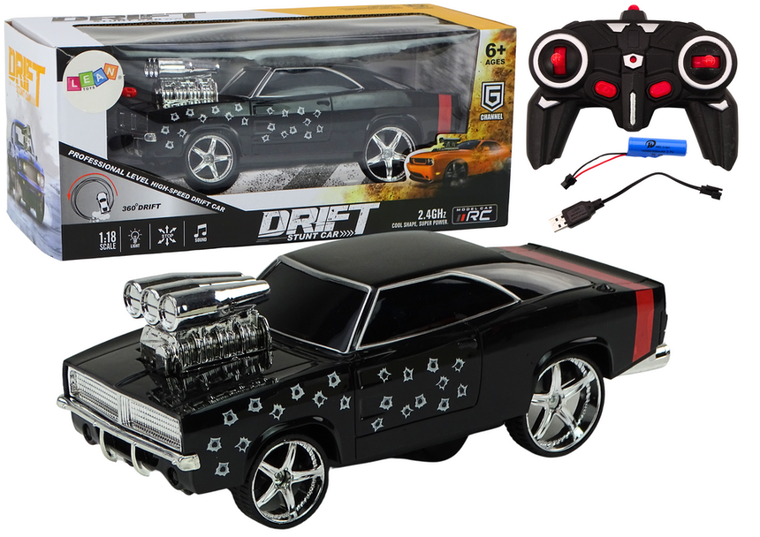 Lean Toys, Drift, pojazd zdalnie sterowany, czarny, 1:18
