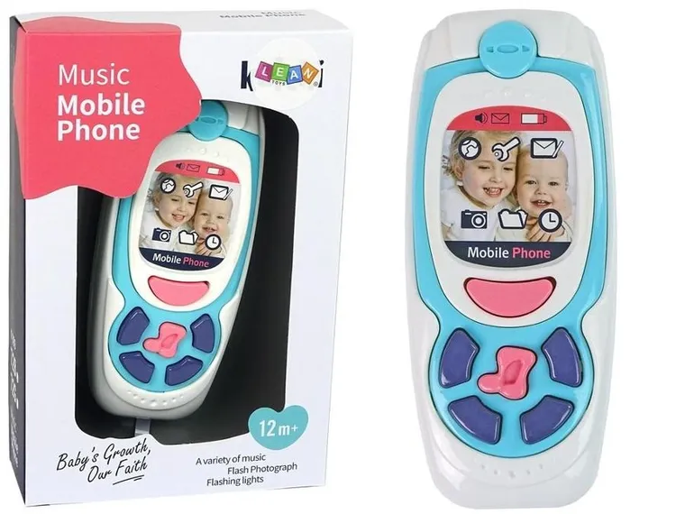 Lean Toys, edukacyjny telefon komórkowy z dźwiękiem, niebieski