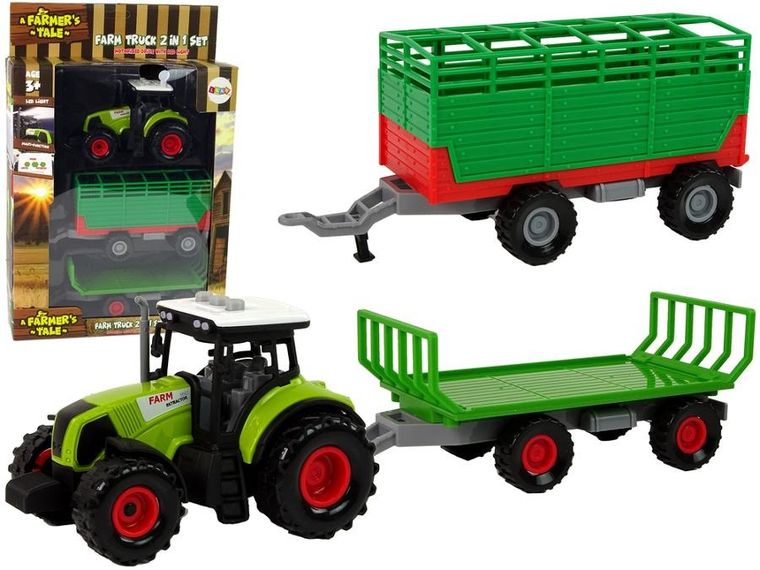 Lean Toys, Farma, traktor z przyczepką, pojazd, światło i dźwięk