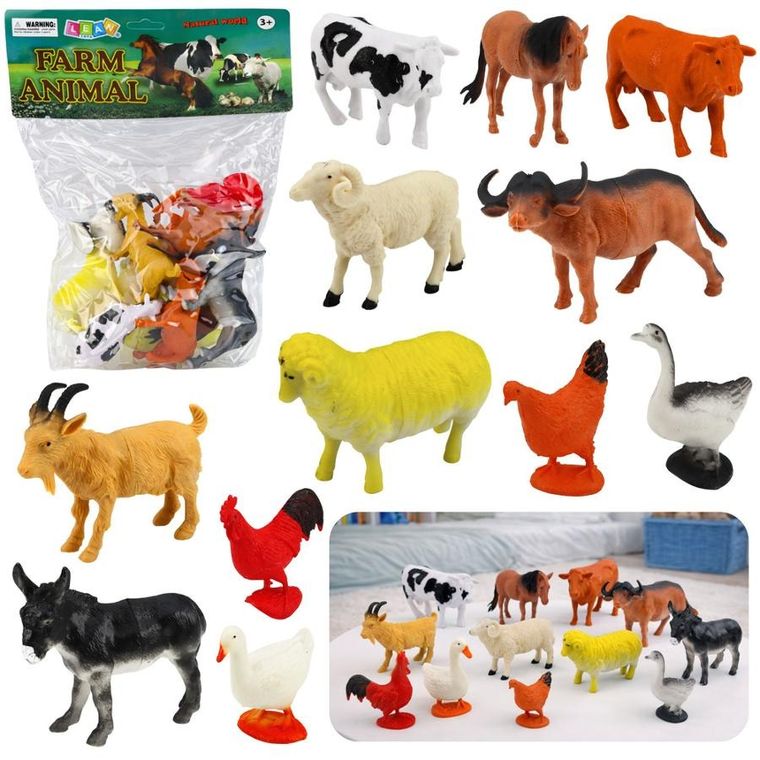 Lean Toys, Farma, zwierzęta gospodarskie, zestaw figurek, 12 szt.
