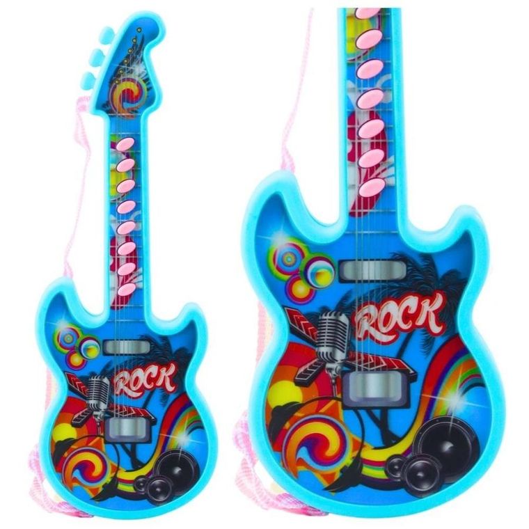 Lean Toys, gitara elektryczna, interaktywna, niebieska, 29 cm