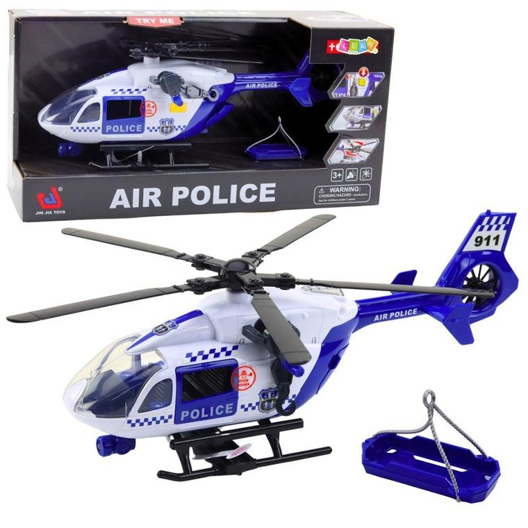 Lean Toys, helikopter, pojazd policyjny z hakiem i noszami, 1:12