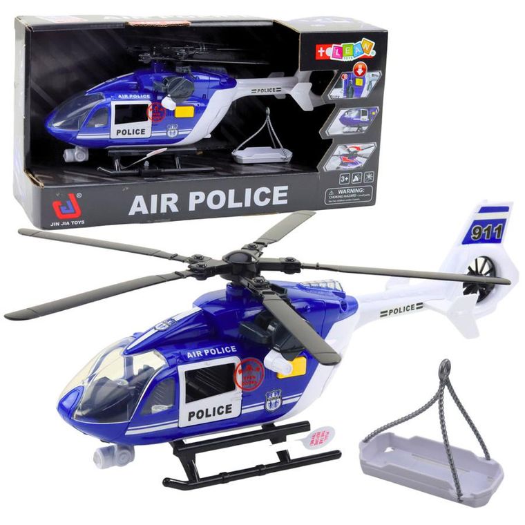 Lean Toys, helikopter, pojazd policyjny z hakiem i noszami, 1:14