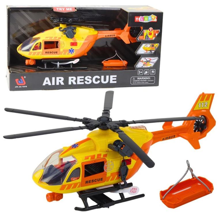 Lean Toys, helikopter ratunkowy, pojazd interaktywny, pomarańczowy, 1:12