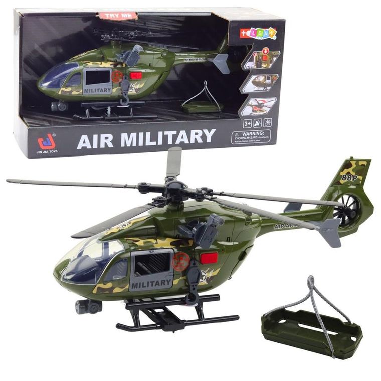 Lean Toys, helikopter wojskowy, pojazd interaktywny z hakiem i noszami, 1:12
