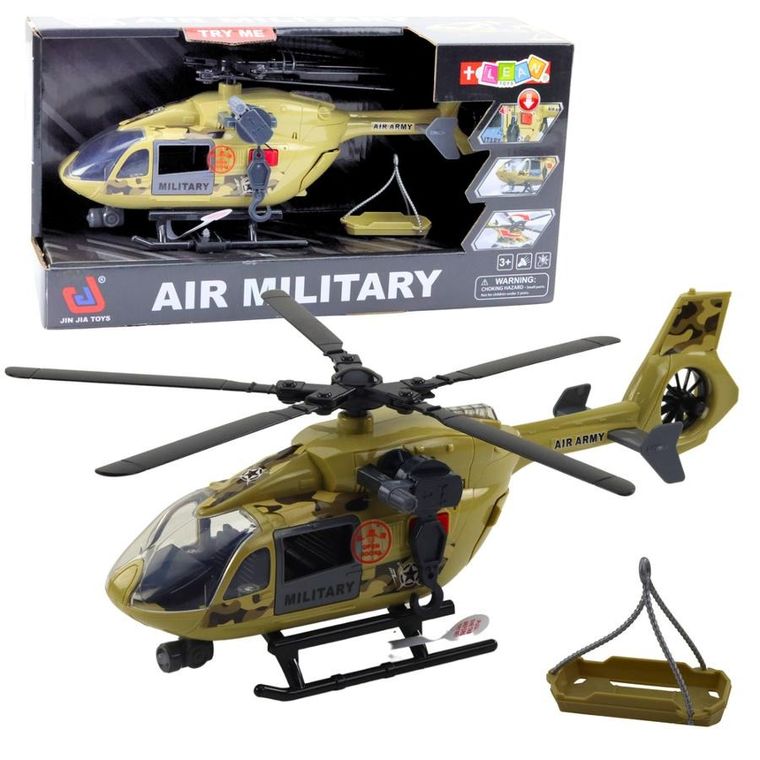 Lean Toys, helikopter wojskowy, pojazd interaktywny z hakiem i noszami, 1:14