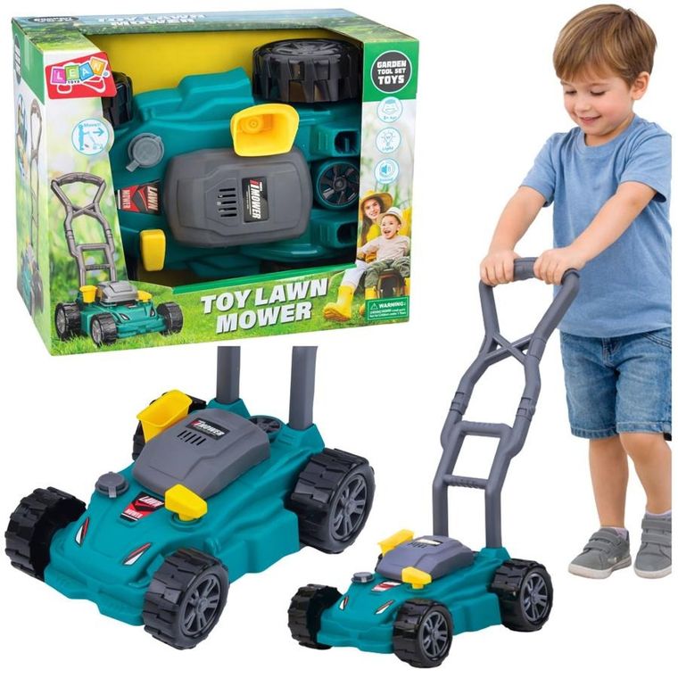 Lean Toys, interaktywna kosiarka ogrodowa, zielona