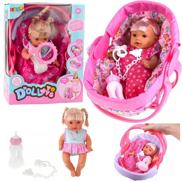 Lean Toys, interaktywna lalka bobas w nosidełku