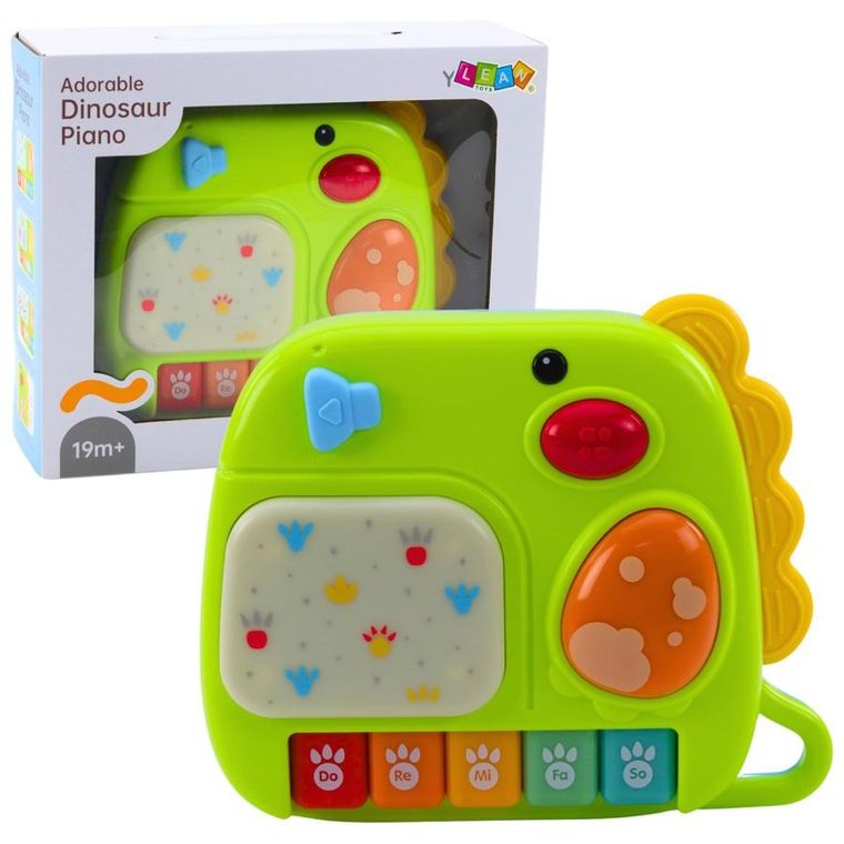 Lean Toys, interaktywne pianinko, dinozaur, zielony