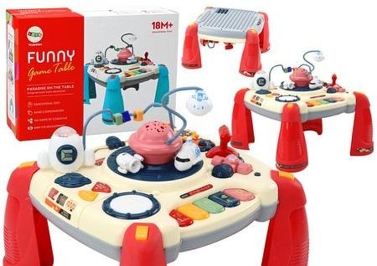 Lean Toys, interaktywny stolik edukacyjny, czerwony