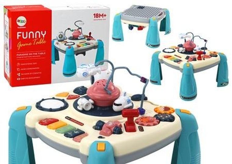 Lean Toys, interaktywny stolik edukacyjny, niebieski
