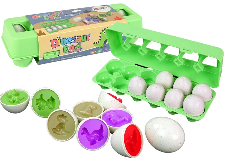 Lean Toys, jajka, sorter zabawka edukacyjna, dinozaury, 12 szt.