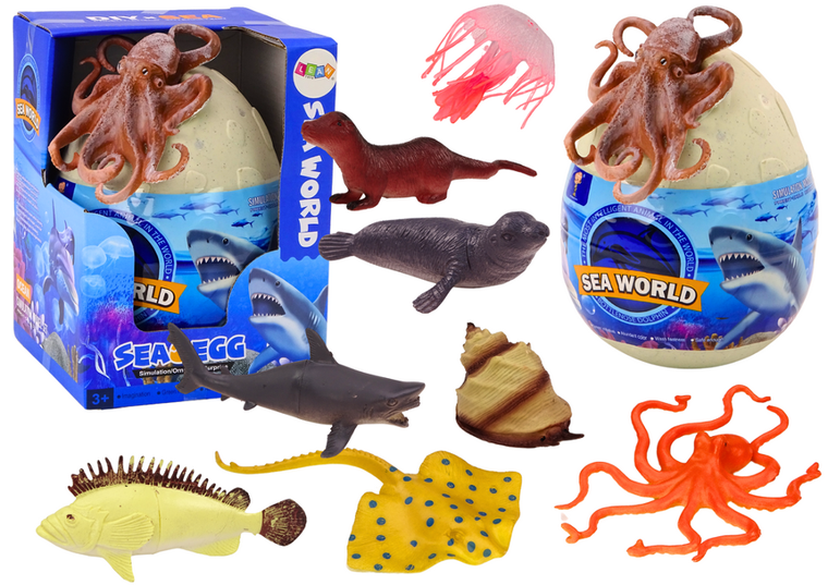 Lean Toys, jajo z figurkami stworzeń morskich, 26 elementów