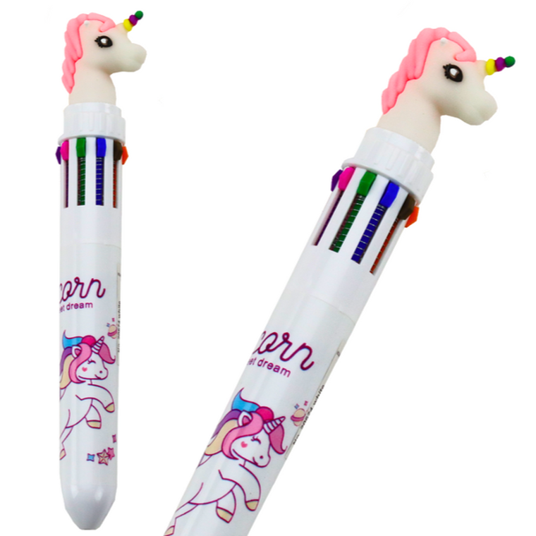 Lean Toys, Jednorożec, długopis wielokolorowy, biały, 1 szt.