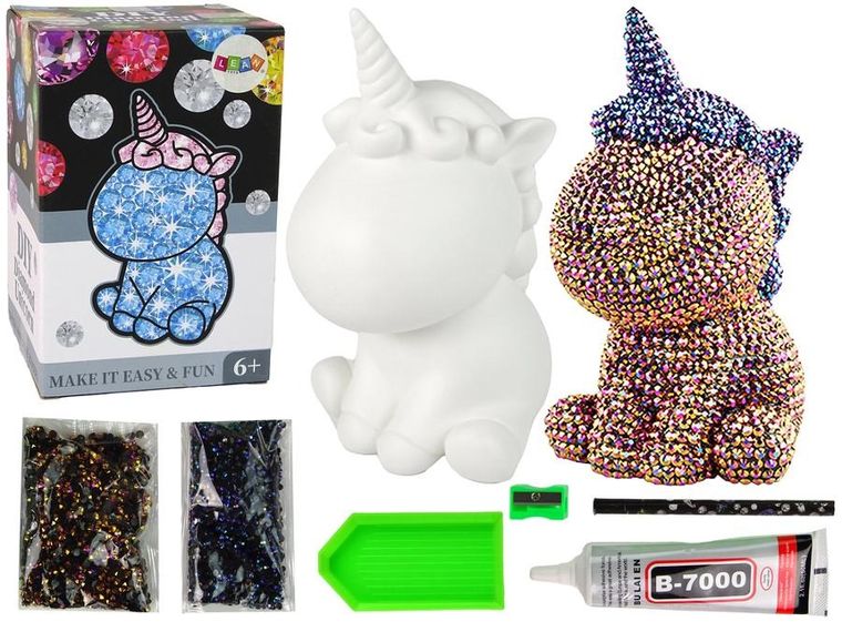 Lean Toys, Jednorożec, wyklejanie diamencikami, DIY, zestaw kreatywny
