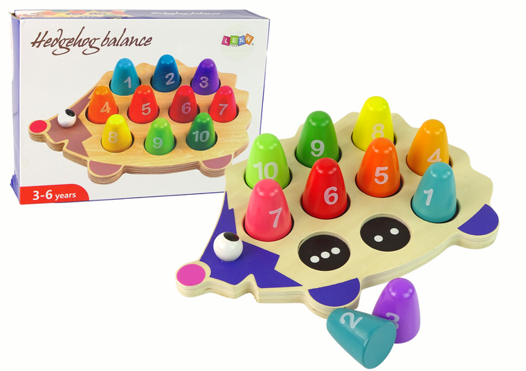 Lean Toys, jeż, drewniana zabawka edukacyjna, 10 pionków