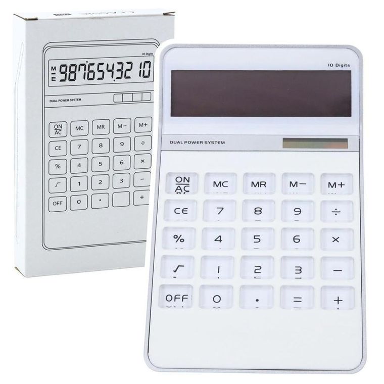 Lean Toys, kalkulator biurowy, 10-cyfrowy, biały