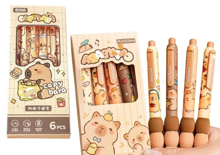 Lean Toys, Kapibara, długopisy, niebieski, 6 szt.