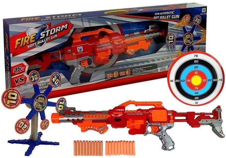 Lean Toys, karabin na strzałki z tarczą i obrotowym celem, 66 cm