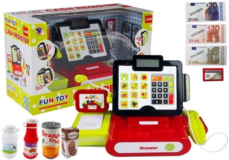 Lean Toys, kasa fiskalna z akcesoriami i kalkulatorem, dotykowa