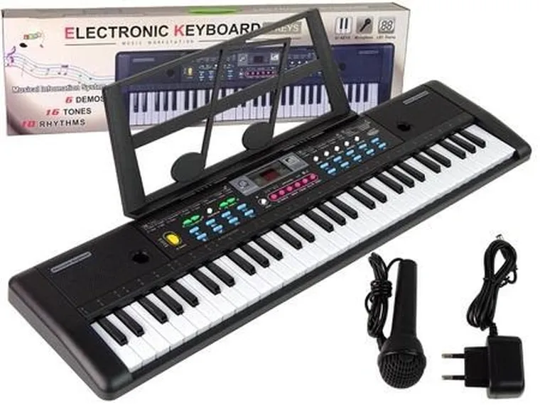 Lean Toys, keyboard MQ-6112 M+ mikrofon i uchwyt na nuty