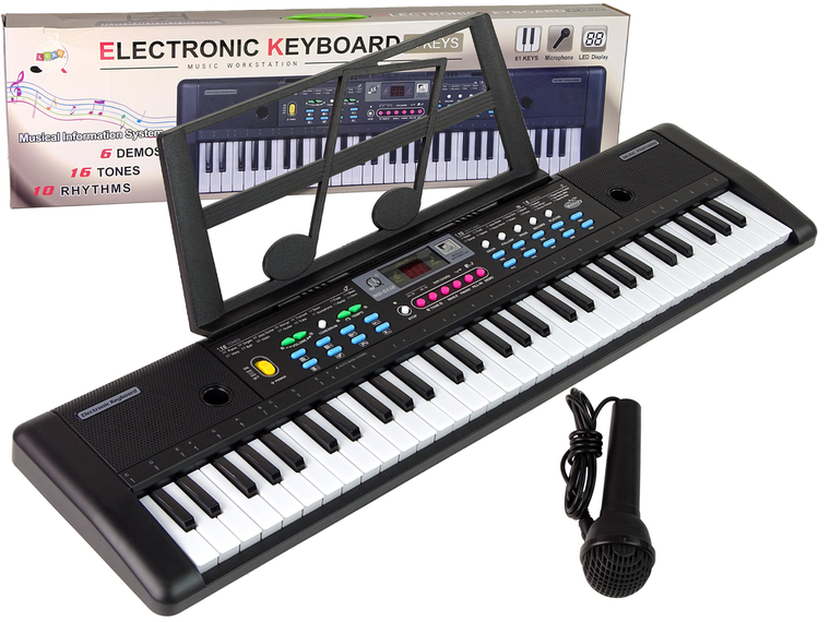 Lean Toys, keyboard MQ-6112 M+ mikrofon i uchwyt na nuty