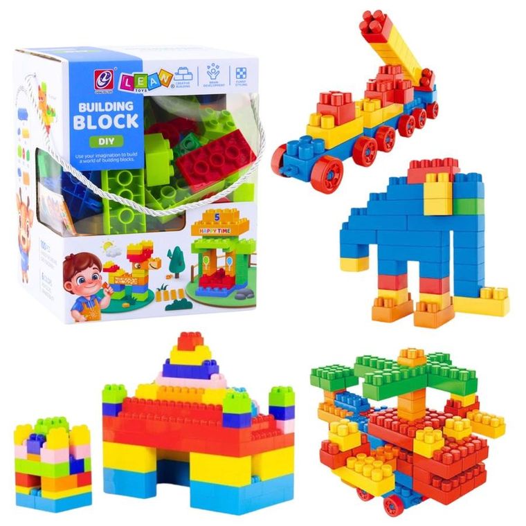 Lean Toys, klocki konstrukcyjne, kolorowe, 100 elementów