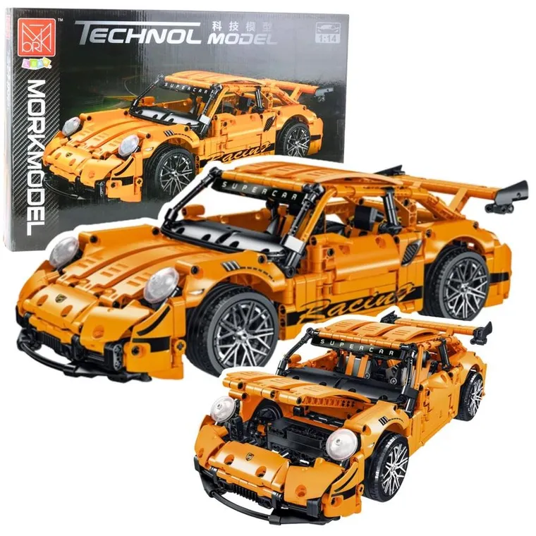 Lean Toys, klocki konstrukcyjne, Samochód GT Racing Pomarańczowy, 1:14, 1268 elementów