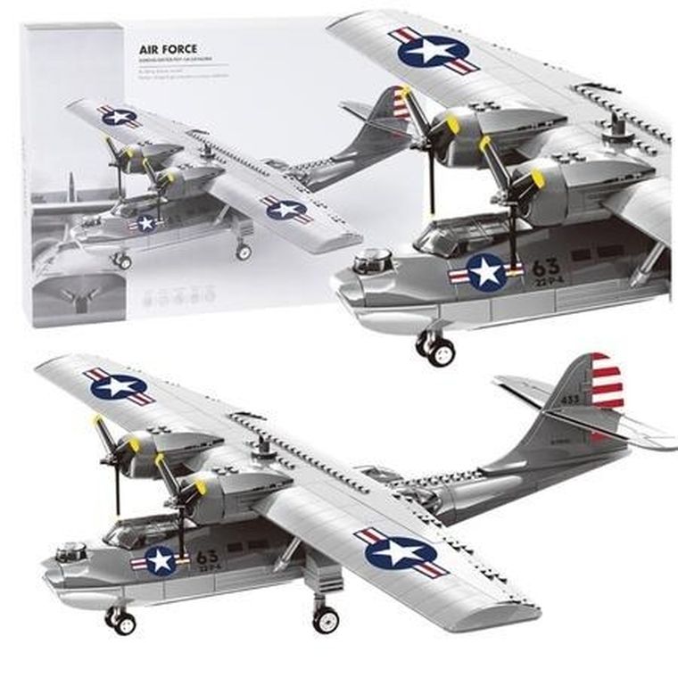 Lean Toys, klocki konstrukcyjne, samolot PBY-5A Catalina, 364 elementy