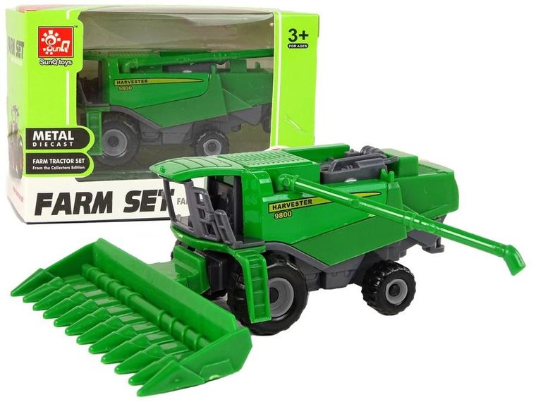 Lean Toys, kombajn, aluminiowy pojazd rolniczy, zielony