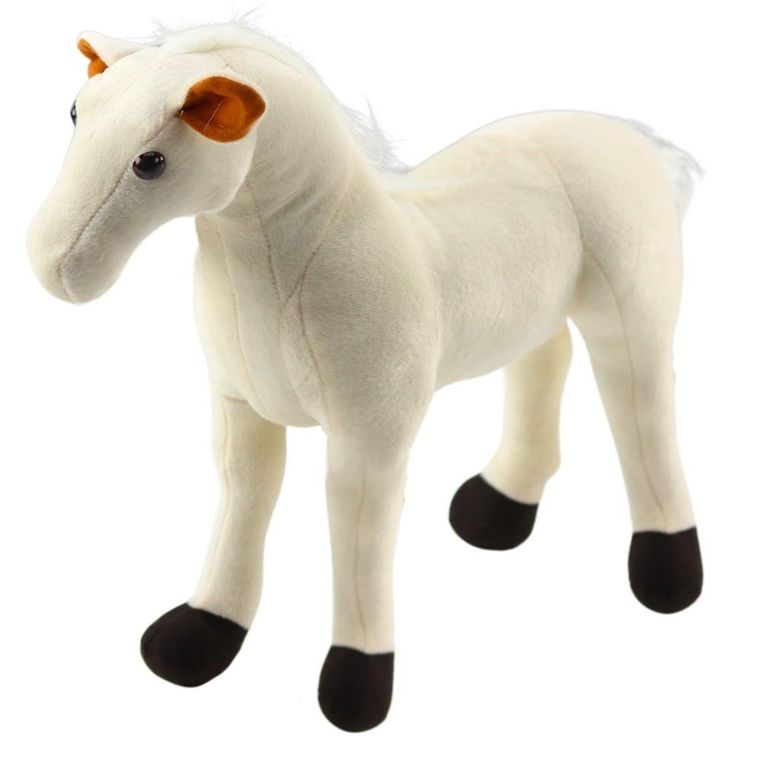 Lean Toys, koń, maskotka, biały, 40-37 cm
