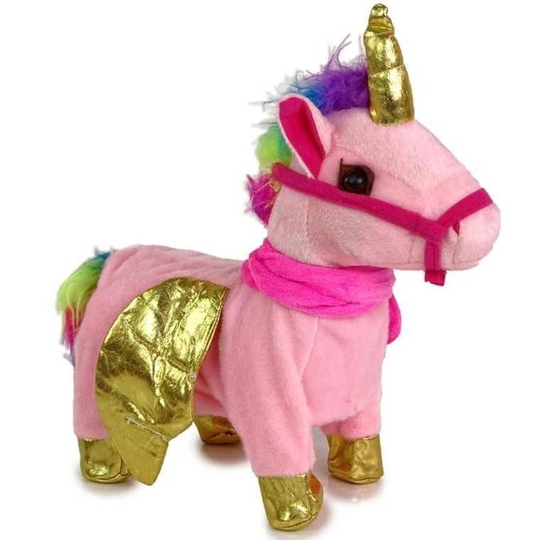 Lean Toys, koń, maskotka interaktywna, różowy złote skrzydła