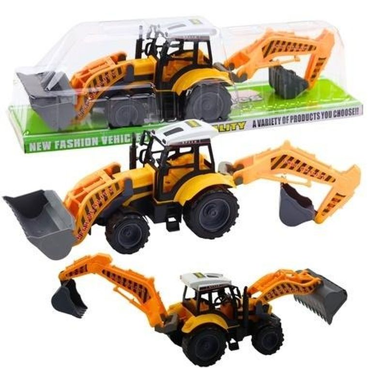 Lean Toys, Koparko Ładowarka, pojazd budowlany, żółty