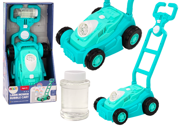 Lean Toys, kosiarka, maszyna do baniek mydlanych, niebieska