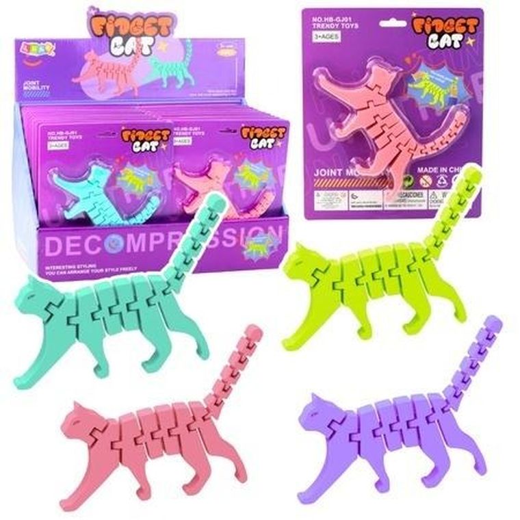 Lean Toys, kot, 3d układanka elastyczna mix